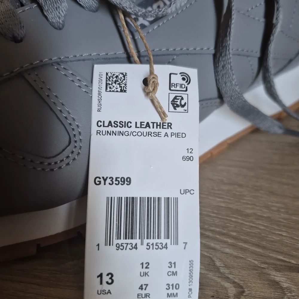 New Reebok Men's Classic Gray Sneakers